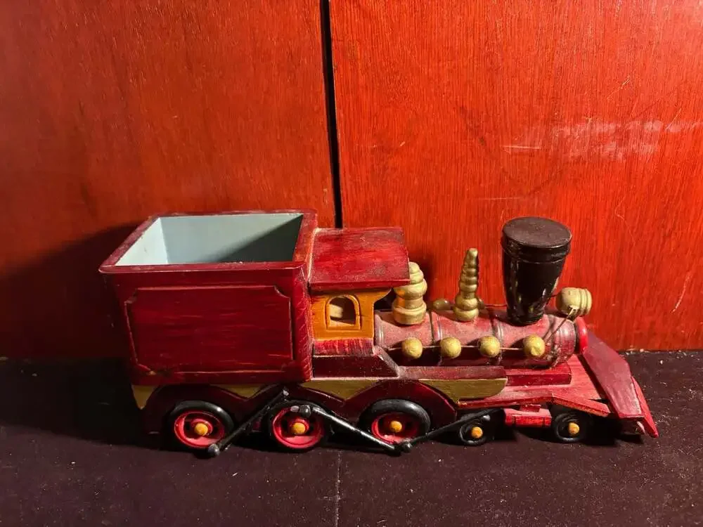 PBC International Wooden Train Locomotive Candy or Pencil Holder Centerpiece